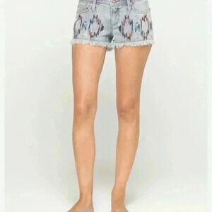 Roxy blaze embroidered cut off jean shorts shortie cut offs coconutgirl